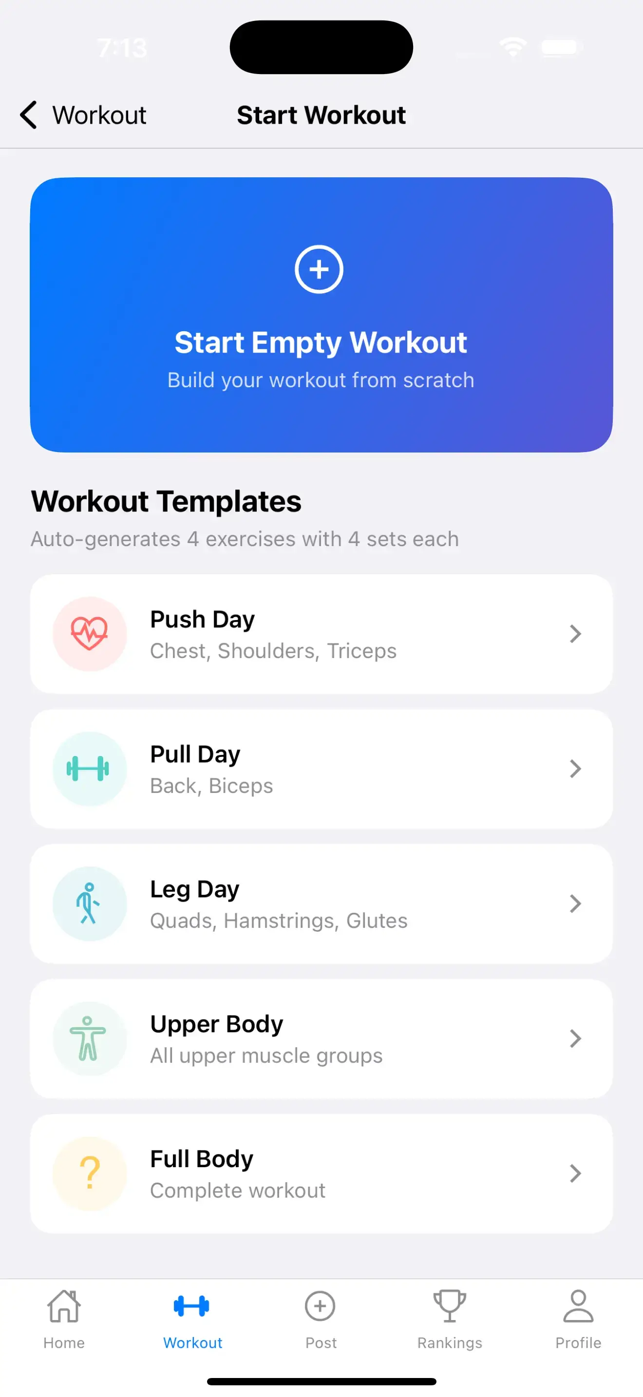 GymRNK Workout Logging